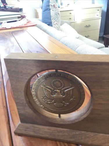 1968 Richard Nixon WhiteHouse Eröffnungsgeschenk Schreibtisch Display Bronzemedaille Medaillon - Bild 4 von 5
