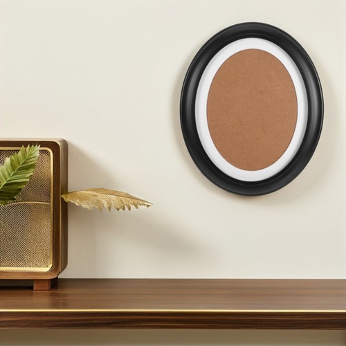 10 Inch Solid Wood Photo Frame Frames Wall Hanging Office Black Oval Picture - Bild 3 von 12