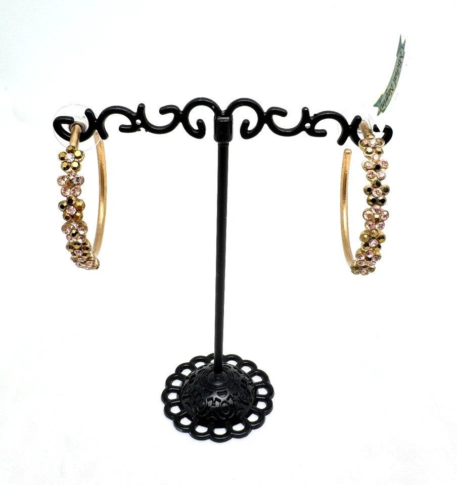 Preciosos pendientes de aro Michal Negrin con cristales Israel Foto 2 de 4