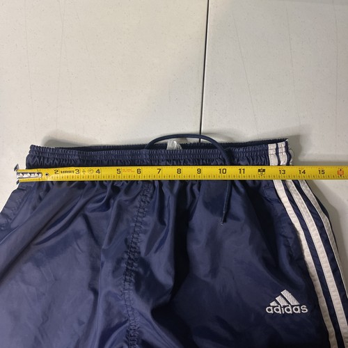 VTG Y2K Adidas Mens Blue Lined Windbreaker Track Pants Striped Size Medium - Picture 6 of 6