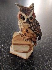 CAPODIMONTE EAGLE OWL sitting on BOOKS 4" height SIGNED