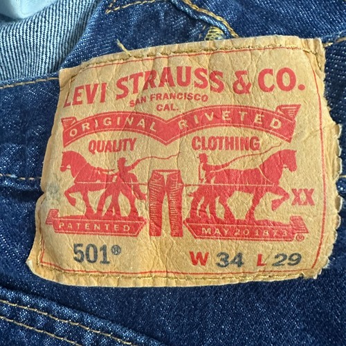 Levis 501 Original Fit Mens Jeans W34 L29 Made In Egypt Water - Picture 2 of 7