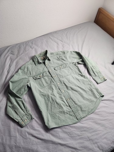 Camisa De Colección L.L Bean Lona Lavada al Sol Para Hombre Talla Mediana Verde Abotonada 270133 - Imagen 2 de 8