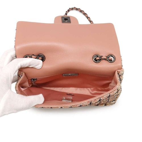 CHANEL CC Flap ChainShoulder Bag Sequins/Leather Pink - Imagen 7 de 12