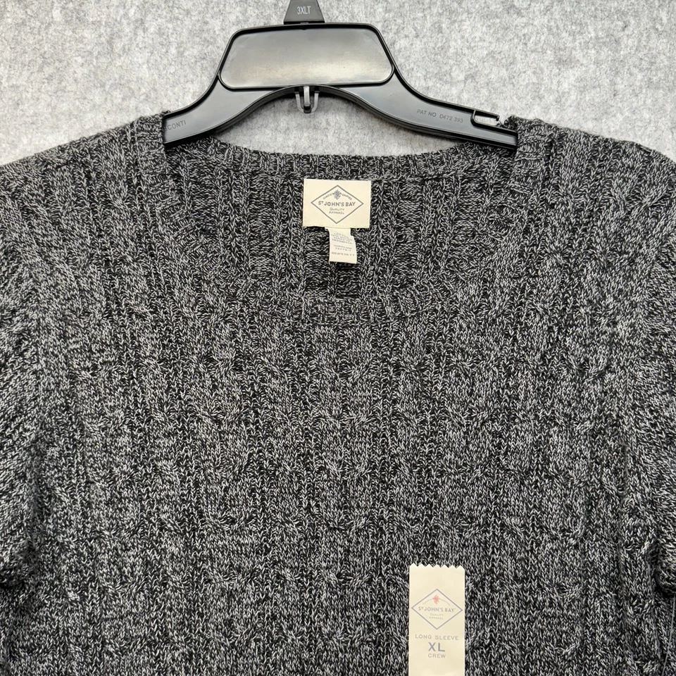 Nuevo con etiquetas Suéter St. John's Bay Para Mujer Clásico Tejido con Cable Gris Negro Marl Talla XL Foto 2 de 4