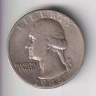 1945-P WASHINGTON QUARTER 25¢ PHILADELPHIA 90% SILVER COIN UNITED STATES MINT
