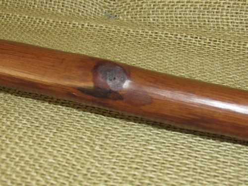WOOD WALKING STICK/CANE ~ Ram Head Handle of Unknown Material ~ Brass Tip ~ 36" - Picture 4 of 10