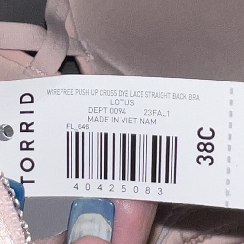 Torrid Curve Size 38C Back Smoothing 360 Wire-Free Push-Up Plunge Pink Floral - Picture 9 of 10