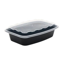 Cube Plastics CR-928B Black 28 Oz. Container with Clear Lid - 150 / CS