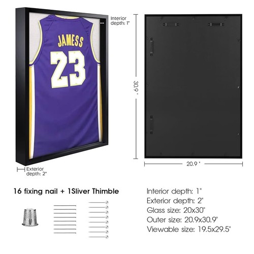 Shadow Box 20x30 Grande Jersey Marco Vitrina Marcos Madera de Pino Acrílico - Imagen 5 de 7