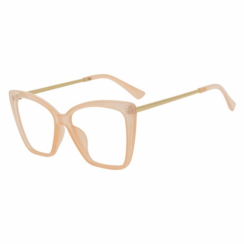 KATE - Oversize Womens Cat Eye Blue Light Glasses Clear Peach Clear Lens - Picture 2 of 8
