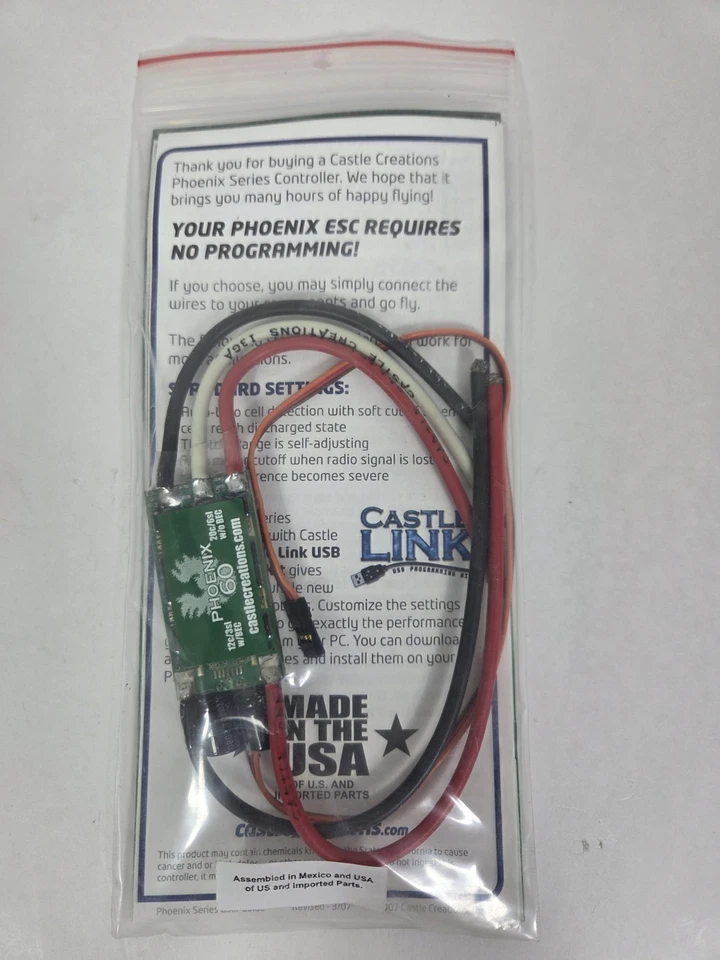 Castle Creations PHOENIX-60 Brushless ESC Motor Speed Control NIP NOS - Image 4 of 4