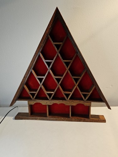 Vintage Tree / House Shadow Box Miniatures, Thimbles,Red Velvet Background - Picture 12 of 16