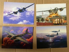 4 FOUR  DE HAVILAND MOSQUITO FIGHTER AVIATION art post cards  WONDEN WONDER