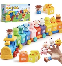 FREE SHIPPING Learning Toy Toddlers 1-3 Years Montessori Farm Train Animals