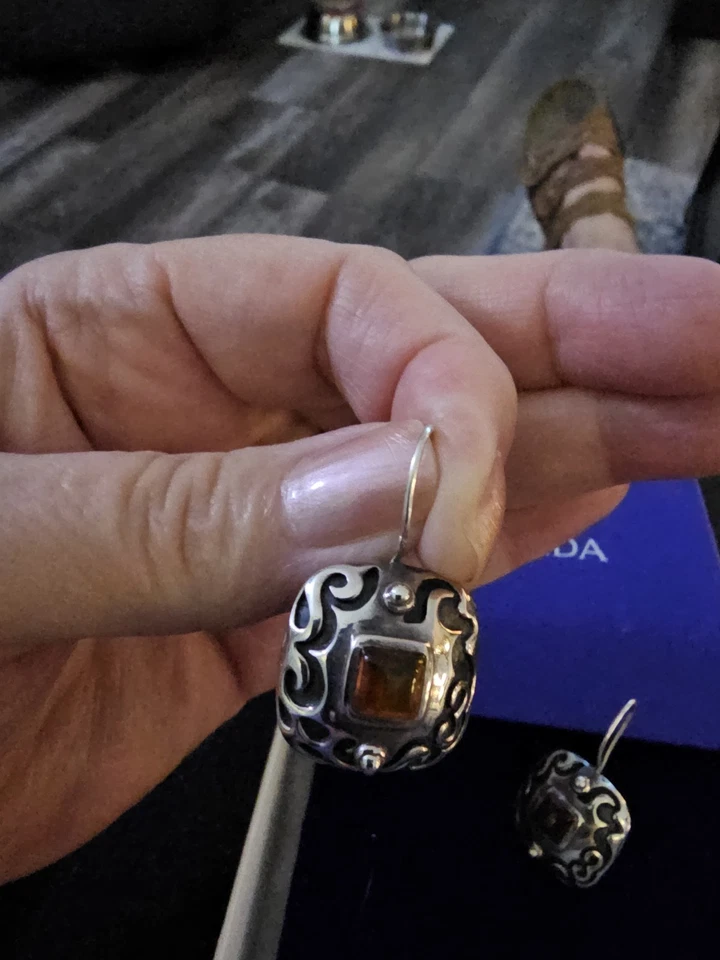 SILPADA STERLING SILVER AND AMBER EARRINGS - Image 2 of 4