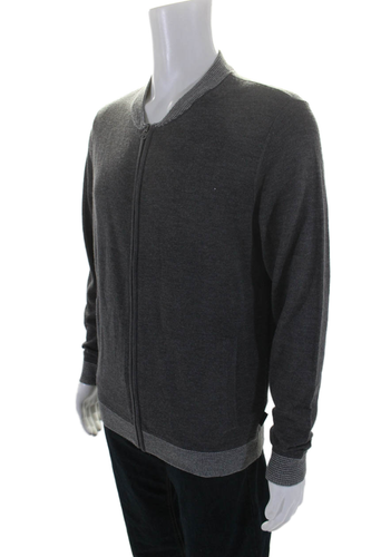 Calvin Klein Collection Womens Long Sleeve Full Zip Thick Knit Sweater Gray M - Picture 2 of 8