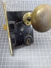 Antique Sargent Vintage Iron and Brass interior door mortise lock with knobs