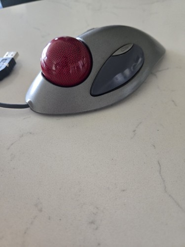 Logitech T-BC21 USB Optical Marble Mouse Trackball Ergonomic Wired Tested - Picture 4 of 7