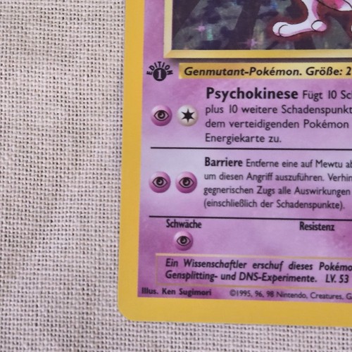 Mewtwo Holo 10/102 – 1st Edition German Base Set – 1999 WOTC Pokémon – LP - Picture 9 of 10