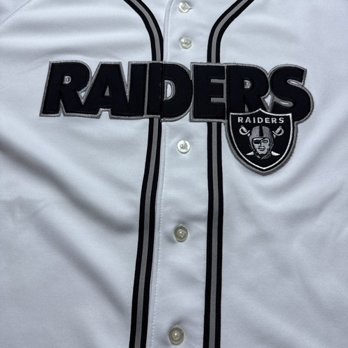 Vintage NFL Oakland LA Las Vegas Raiders Baseball Jersey Sz XL Stitched Helmet - Picture 4 of 8