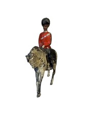 Vtg Lead Figure British Army Soldier on Horse 3" Tall 1950s GC