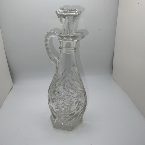 Vintage - 7½" Anchor Hocking Star of David Clear Glass Oil Cruet w/ Stopper - Picture 8 of 24