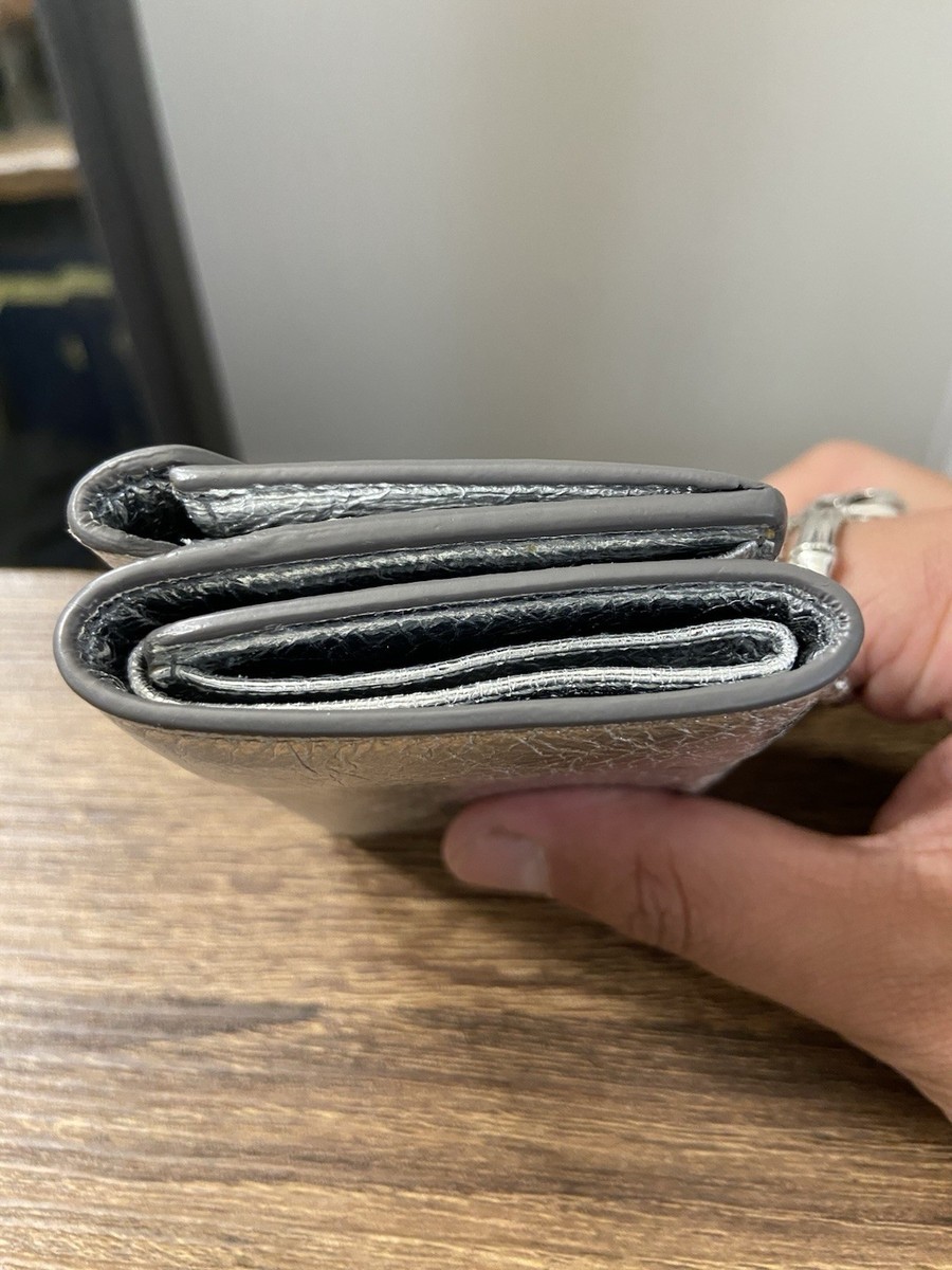 Balenciaga Papier Silver Metallic Texture Small Trifold