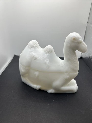 Vintage Milk Glass Vanity Trinket Box in the Form of a Camel Candy Dish
