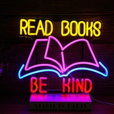 16"x13" Read Books Be Kind Vivid LED Neon Sign With Dimmer USB Powered Light