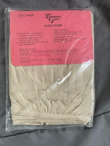 VTG Sears Very Impressive Panty Nylon Briefs VIP Granny Panties Beige Sz 7 NEW - Picture 2 of 2