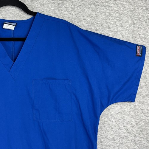 Cherokee Mens M Scrub Top V Neck Tunic Royal Blue Unisex Short Sleeve 4777 Nurse - Picture 7 of 11