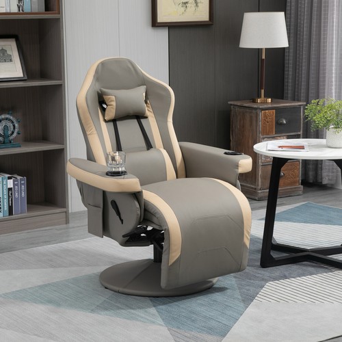 HOMCOM Manual Recliner Armchair PU Sofa Chair w/ Footrest & 135° Reclining - Picture 10 of 11