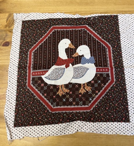 Vintage Fabric Panel Cut Sew Quilt Ducks Pillow