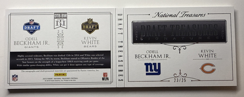 National Treasures Autograph Booklet Odell Beckham Jr. Kevin White /25 2015 - Picture 8 of 14