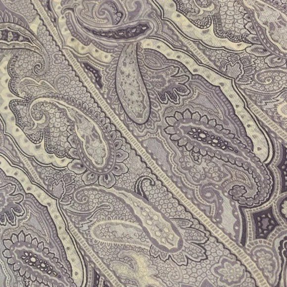 Cachecol oblongo Echo feito no Japão 100% seda lavanda e creme paisley 56x10 vintage - Imagem 4 de 4