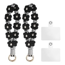 2 Pcs Cute Phone Wrist Strap with Tether Tabs, Black