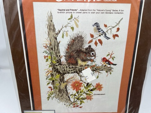 Vintage Eichhörnchen und Freunde Crewel Stickpackung Paragon Stitchery 0333 Giordano - Bild 2 von 5