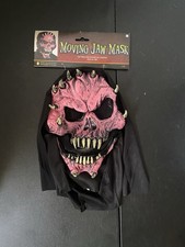 Demon Skull Horn Face Halloween Mask Moving Jaw Black Shroud Easter Unlimited