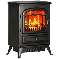 22" Electric Fireplace Heater, Freestanding Fire Place Stove with Realistic L...