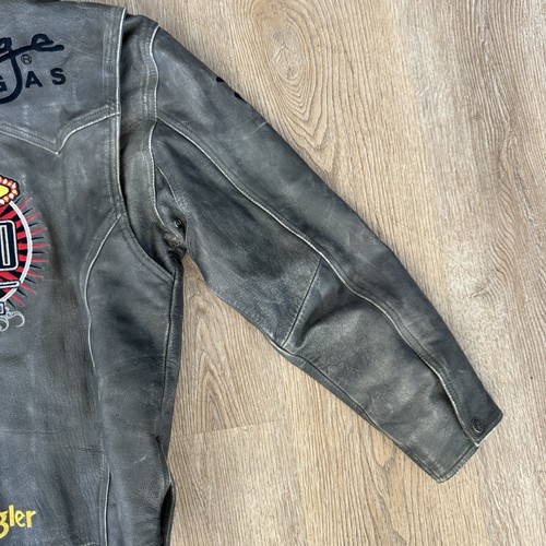 Las Vegas Rodeo Grey Mirage Wrangler Leather Jacket Men’s Size XS Fits M - Picture 3 of 16