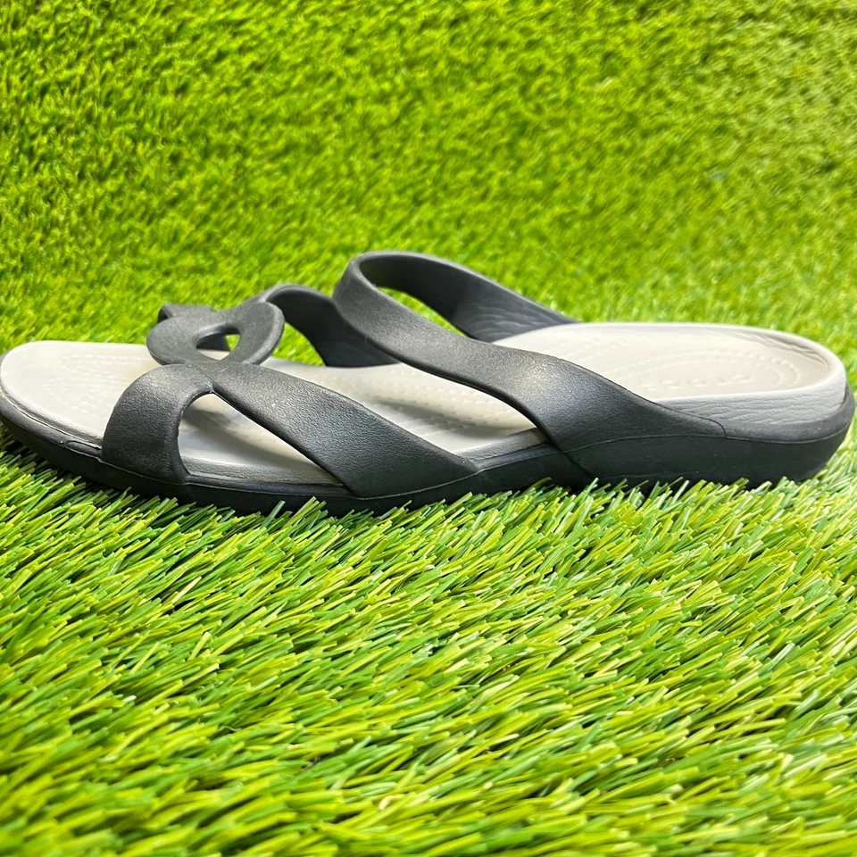 Sandalias Crocs Meleen Twist para mujer talla 9 negras grises playa caminar al aire libre Foto 3 de 4