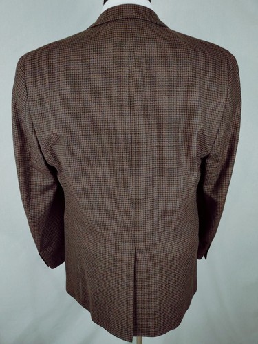 Chaps Ralph Lauren Mens 42R Blue Houndstooth Brown Wool Blazer Sport Coat Jacket - Picture 15 of 18