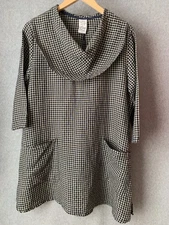 VTG Match Point Mod Tunic Dress Womens Sz S USA Plaid Linen Lagenlook Pockets