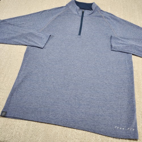 Free Fly Sweatshirt Men Large Performance Bamboo 1/4 Zip Fishing Quick Dry Sun