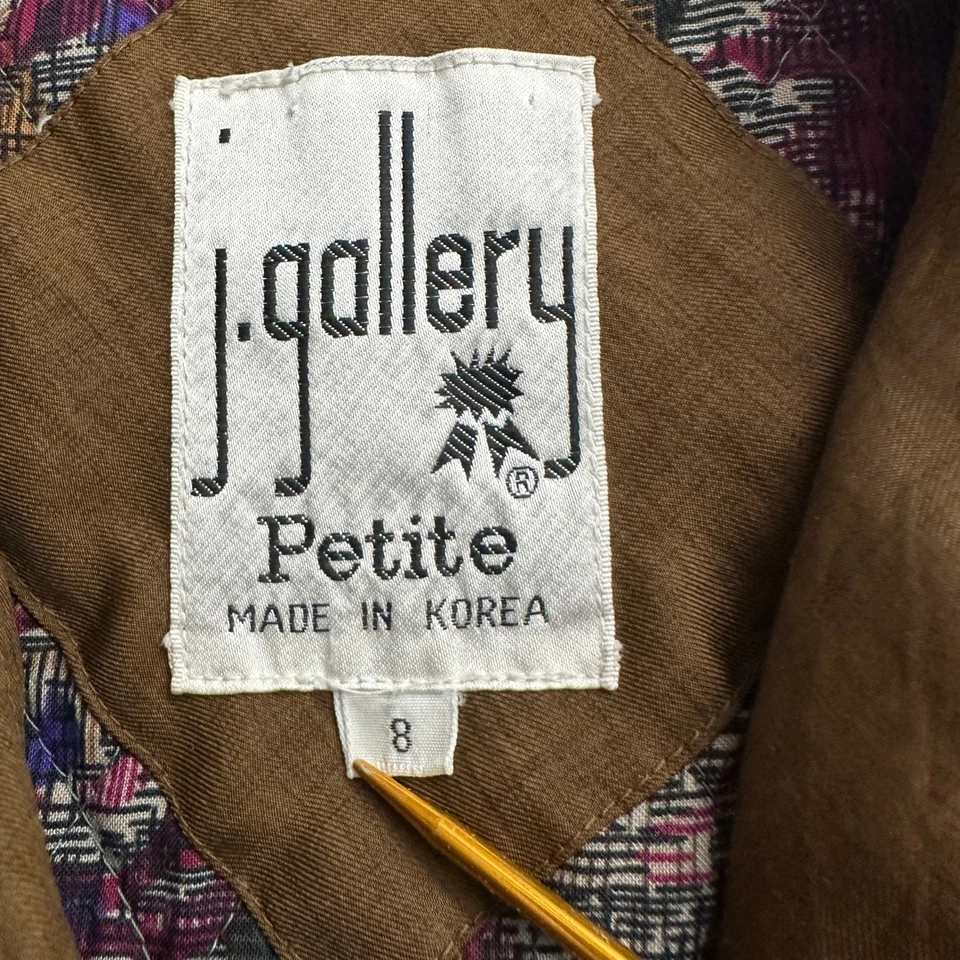 Gabardina vintage para mujer J Gallery Petite talla 8P dinero antiguo clásica preppy Foto 4 de 4