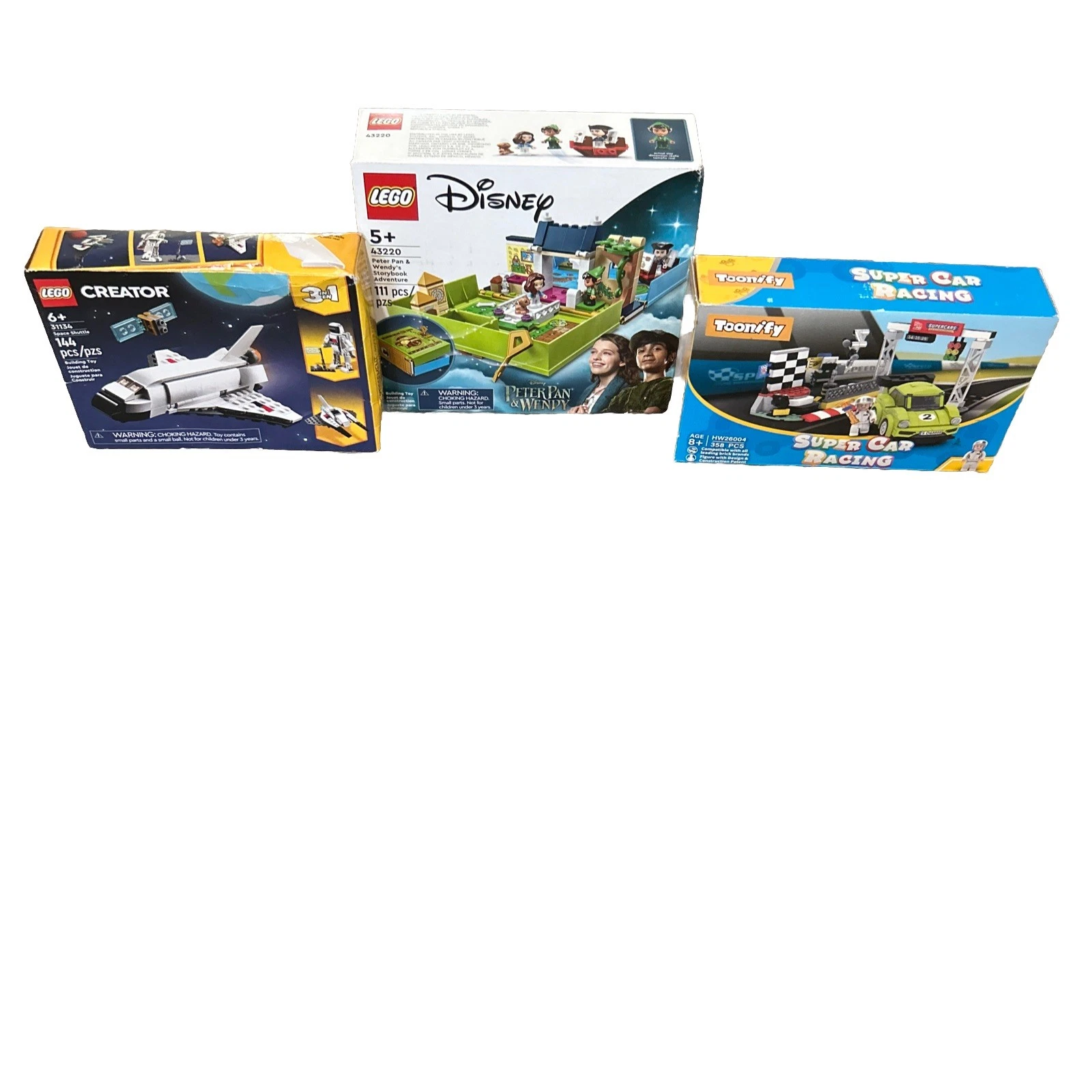 Lot of 2 Assorted Factory-Sealed Lego Sets & 1 Toonify :Super Car Racing New