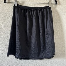 Vanity fair VTG Slip Mini Skirt Sz Small Black Lace Feminine Dainty Intimate