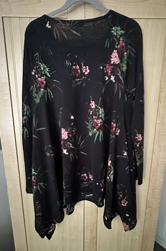 Neiman Marcus Dressy Floral Embroidered Tunic Top Size L Long Sleeve Artsy Back - Picture 4 of 5