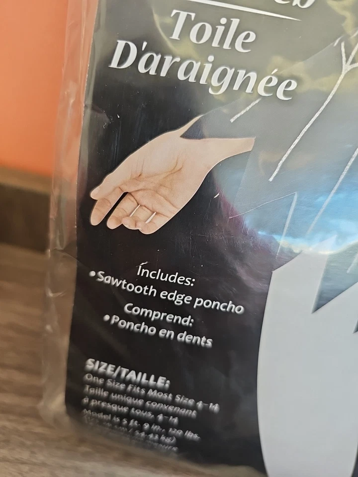 Новый нераспакованный женский пончо один размер паутина костюм для Хэллоуина веселый мир серебристый блеск - Изображение 2 из 4